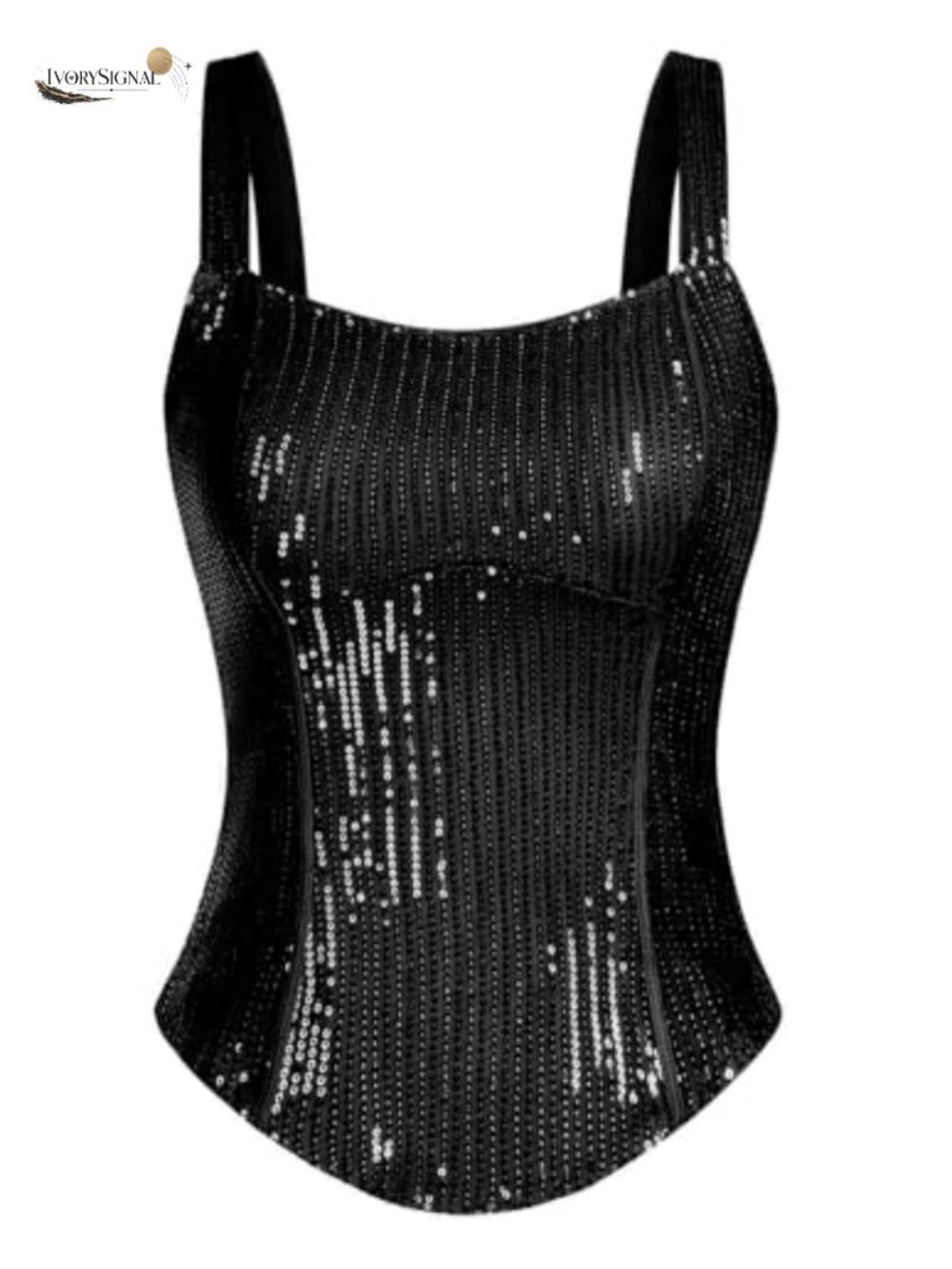 Sequin Bustier Corset Tank Top for Women Sparkle Sleeveless Party Top